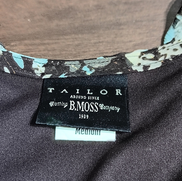 Tailor B. Moss Women's M Brown & Teal Floral Babydoll Style Long-Sleeve Top - Picture 5 of 8